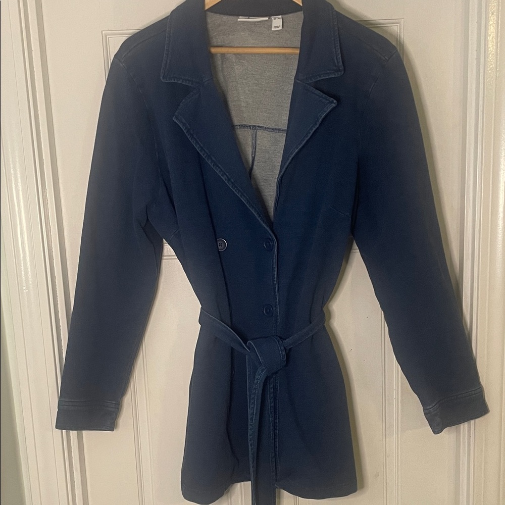 Classic Women's Navy Belted Jacket very Comfortable Stretch Jegging Fabric XL